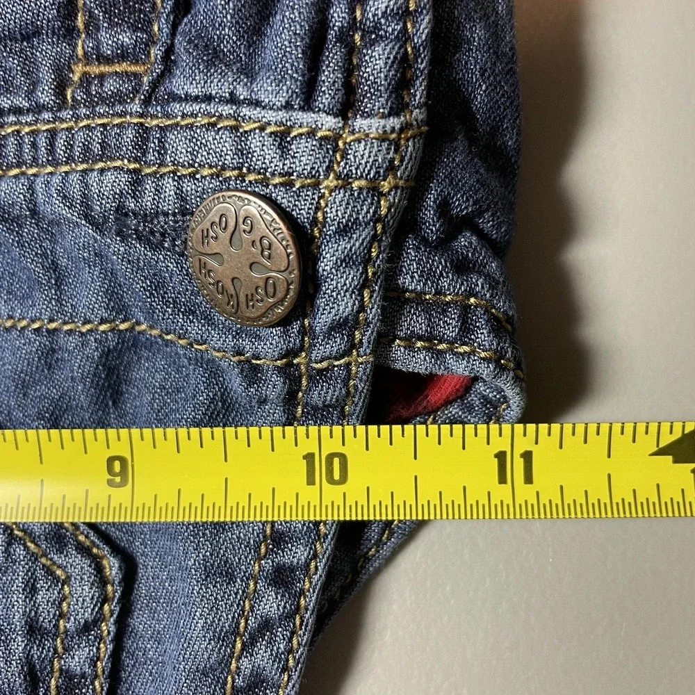 OshKosh B'gosh Plaid Overalls Kids 2T Dark Wash Flannel Lined Toddler Photos